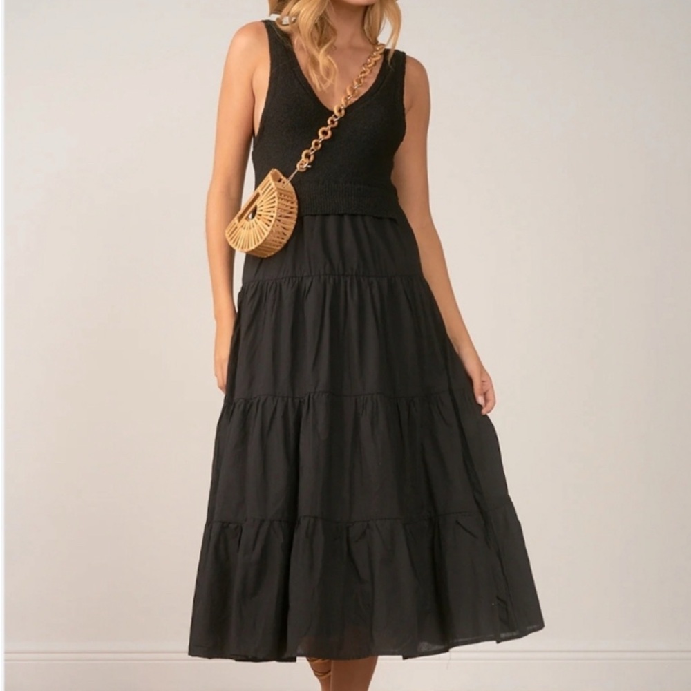 Jason Wu Black Tiered Midi Dress, NWOT
